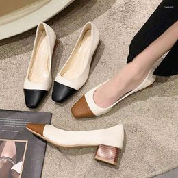 Dress Shoes Block Heels For Women Pumps Sexy Crossdressers Square Toe Slip op ondiepe mond 2024 Sandalen dames veter dikke veer