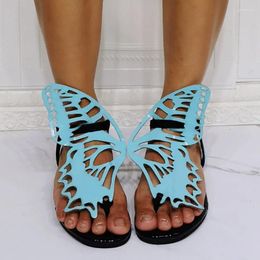 Zapatos de vestir Sandalias de tacones de mariposa azul Flip Flops Mujeres Pasarela Diseñador Alto Tacón de aguja Mujer Lady Moda Sandalias Mujer