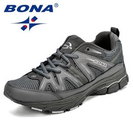 Chaussures habillées BONA peu de Style hommes course maille vache Split microfibre Sport à lacets en plein air Jogging baskets 220829