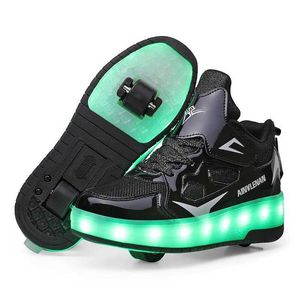 Kledingschoenen Jongens Meisjes Rolschoenen LED-licht USB Opladen Kinderen Rolschaats Casual Skateboardschoenen Sportschoenen Kindersneakers