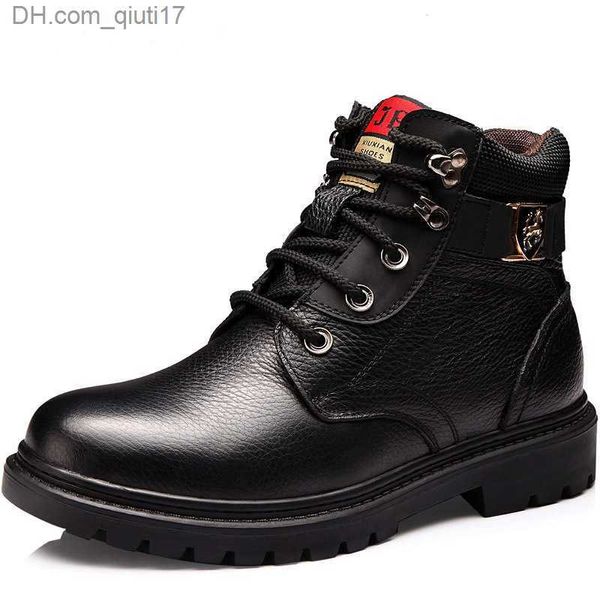 Chaussures habillées Marque CUIR VÉRITABLE HOMMES CHAUSSURES AUTOMNE HIVER HOMMES BOTTES MODE VINTAGE STYLE MOTO CHAUSSURES HAUTE COUPE HOMMES CHAUSSURES DÉCONTRACTÉES 44 Z230809