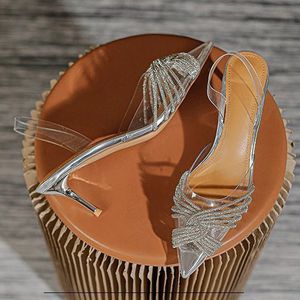 Chaussures habillées Marque Talons hauts Femmes Sandales Cristal Strass Mariée Chaussure De Mariage Sexy Pointu Transparent Talons Femmes Pompes Zapatos Mujer 231108