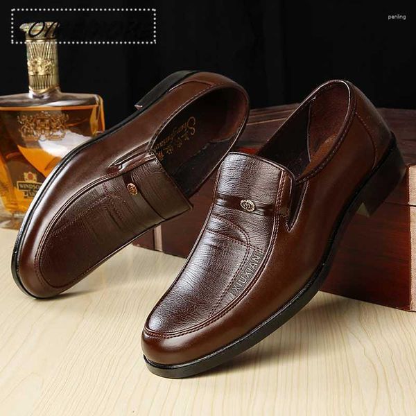 Zapatos de vestir Marca Hombres Cuero PU Formal Negocio Masculino Oficina Trabajo Pisos Oxford Transpirable Fiesta Aniversario de boda Calzado 2023