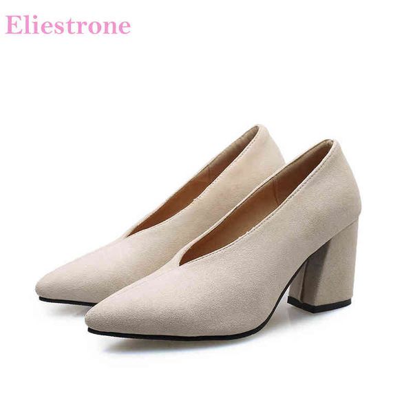 Chaussures habillées flambant neuf confortable Beige noir femmes pompes talons hauts carrés dame bureau BKA5 Plus grande petite taille 30 11 43 45 48 220303