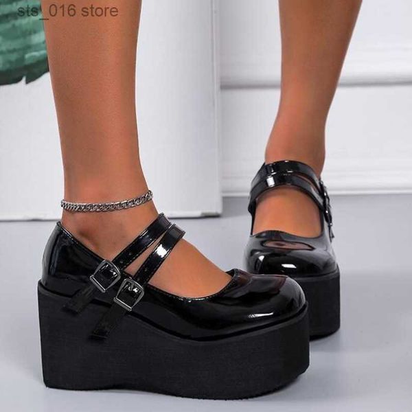 Chaussures habillées Flambant neuf femme Lolita mignon Mary Janes pompes plate-forme compensées talons hauts femmes pompes doux gothique Punk chaussures femme T230828