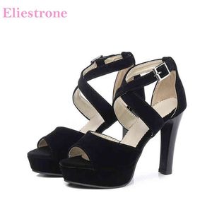 Chaussures habillées Brand New Summer Sales Glamour Noir Abricot Femmes Nude Plateforme Sandales Gladiator Lady Party CD989 Plus Grande Taille 10 32 45 220303