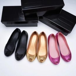 Zapatos de vestir marca brasil 2024 sandalias brillantes para mujeres moda para chicas para adultos bocas de pescado plano gelatina damas lentejuelas playa