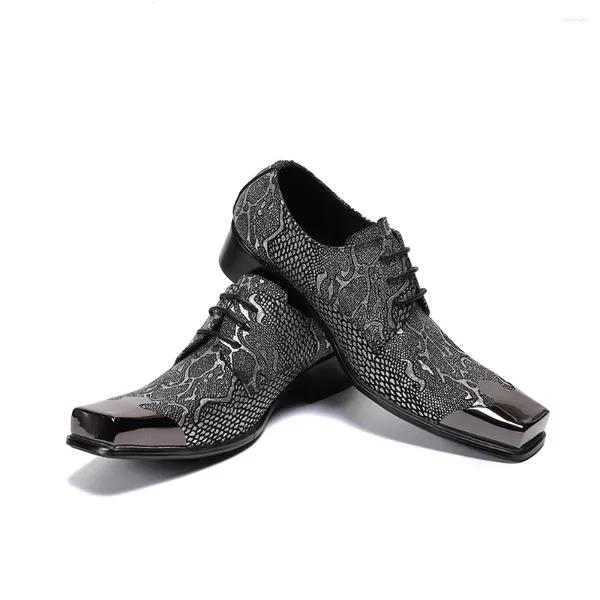 Robe chaussures respirant coréen en cuir véritable rétro carré en acier oxford pour hommes lacets appartements costume crocodile formel luxe homme