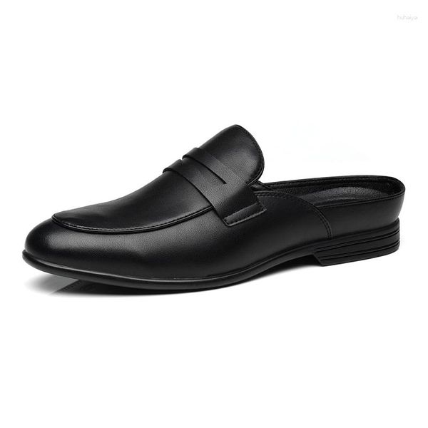 Zapatos de vestir mulas transpirables para hombre al aire libre ligero medio 2023 mocasines de moda para hombres zapatillas de cuero genuino mocasines deslizantes