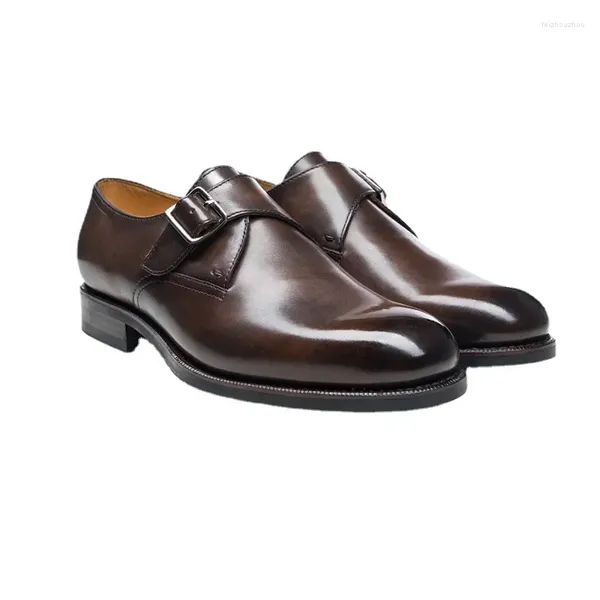 Chaussures habillées britannique classique style élégant design hommes en cuir véritable rétro coloration cousu à la main Munk hommes marron Derby