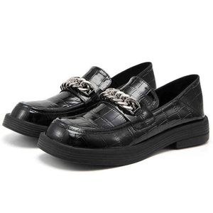 Dress Shoes British Style JK Small Leather Shoes Luxury Chain Platform High Heel Women Lolita Loafers 220726