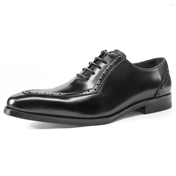 Chaussures habillées richelieu hommes décontracté Patchwork Oxford en cuir véritable formel pour homme fête dîner chaussures britanniques