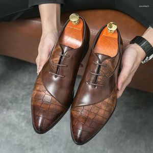 Chaussures habillées Derby marron pour hommes bout pointu à lacets noir hommes hommes homme mâle formel cuir fait à la main affaires