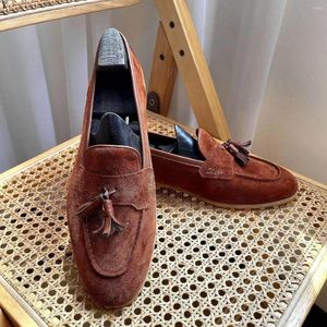 Chaussures habillées Brown English Top Layer confortable Slip-on Suit American Franged for Men