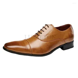 Chaussures habillées hommes bruns oxford en cuir authentique noir carré tête trois coutures