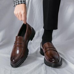 Dress Shoes Bruin Heren Loafers Brogue Business Zwart Handgemaakt Maat 38-46