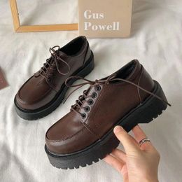Dress Shoes Brown Vintage Platform Lolita For Women 2024 Comfortabele cosplay Mary Janes Lace Up Oxford Loafers Casual College
