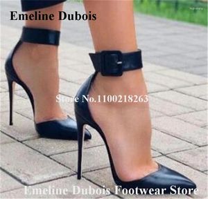 Chaussures habillées boucle talon talon talons emeline dubois élégant pointu à orteil bracelet de cheville hauts talons noirs en cuir nude rouge fête