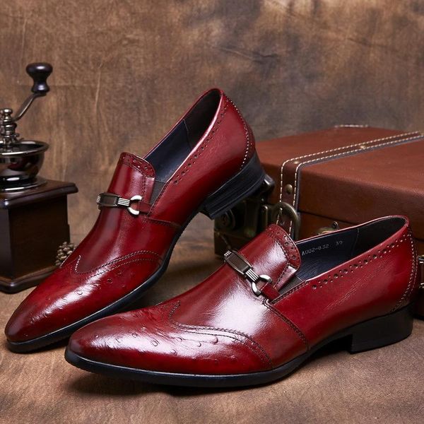 Chaussures habillées affaires vêtements de cérémonie cuir boucle chaussure style coréen angleterre hommes hommes bout pointu Oxfords