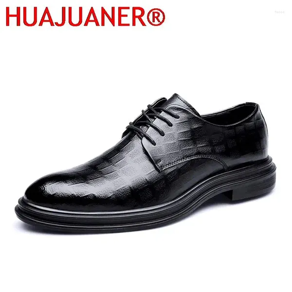 Chaussures habillées Business Mens Fashion Leather Oxford Men Wedding Lace-Up Footwes Solid Black Brand Italian Office Derby Shoe