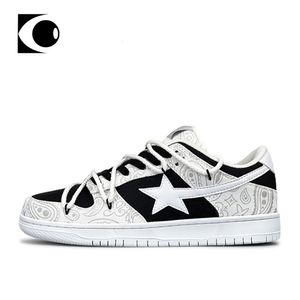 Dress Shoes Cashew Flowers Graffiti Patchwork Casual schoenen Men Vintage Hip Hop Star Patch Sneakers Anti-Slip Sports Running Shoes Unisex 230818