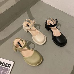 Chaussures habillées décontractées en cuir africain pour femmes chaussures de basket-ball plate-forme rondes sandales courtes et joufflues Mary Jane Brand Pump 230720