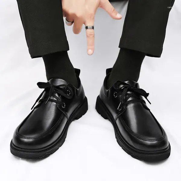 Zapatos de vestir Casual Cuero Hombres Niños Guisantes 2023 Otoño Estilo británico Slip-on Business