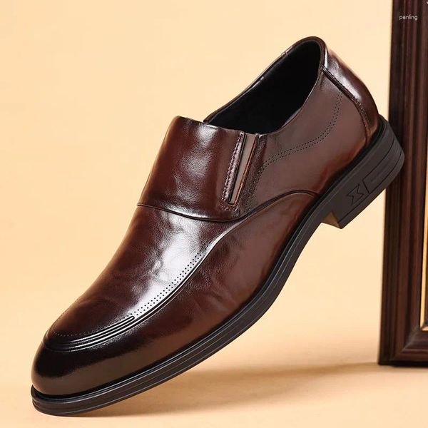 Zapatos de vestir Casual Cuero Hombres Moda Negocios Traje Cómodo Piernas Cubiertas Color Sólido Altura Interior Aumento Tenis Masculino 2023