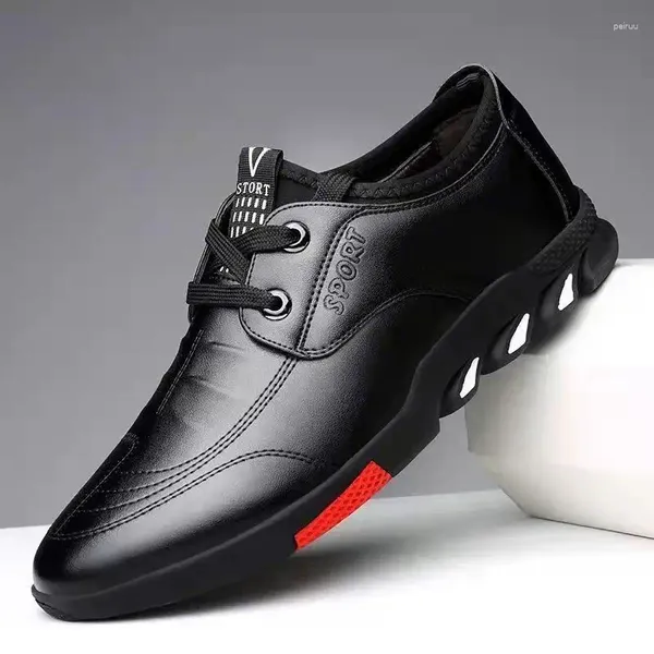 Robe chaussures décontractées hommes en cuir formel affaires mâle bureau travail plat respirant fête anniversaire de mariage