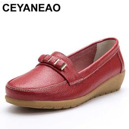 Jurk Schoenen CEYANEAO Vrouwen Casual Echt Leer Zachte Gommino Snoep Kleur Super Licht Mode Platte Slip Op Schoenen Loafers Plus maat 35-44 L230721