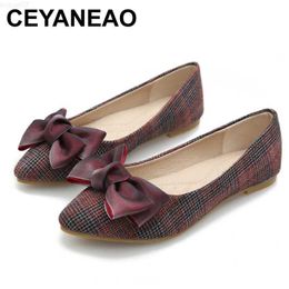 Sapatos sociais CEYANEAO2020 Sapatos femininos rasos bico fino com laço de cetim Mocassim respirável feminino Slip On Raso Conforto Sapatos solteiros L230721