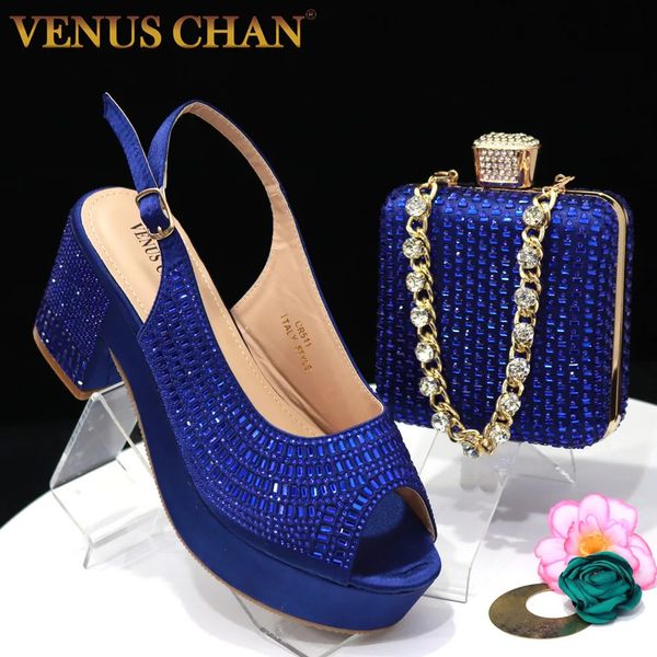 Zapatos de vestir Zapatos de boda Chan para mujer Tacones de plataforma de novia Diseño italiano de taladro completo Zapatos y bolsos elegantes Conjunto a juego 231101