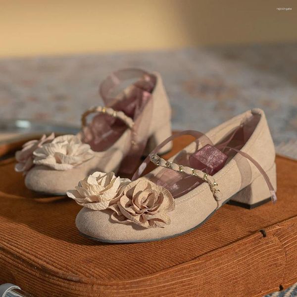 Chaussures habillées style chinois Camellia Mary Jane pour les femmes Round Ballet à lacets High Heels Femme Vintage Elegant Bridal 2024