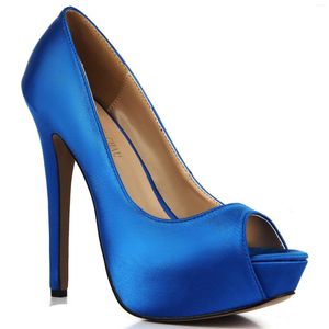 Zapatos de vestir CHMILE CHAU Marfil Satén Sexy Fiesta nupcial Mujeres Peep Toe Stiletto Tacones altos Plataforma Señoras Bombas Zapatos Mujer 3463B-h3