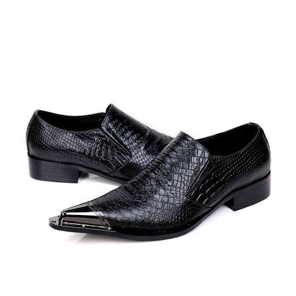 Zapatos de vestir Christia Bella Punta estrecha Caballero Fiesta de negocios Hombre Formal Tamaño grande Negro Hombres Cuero genuino 220223