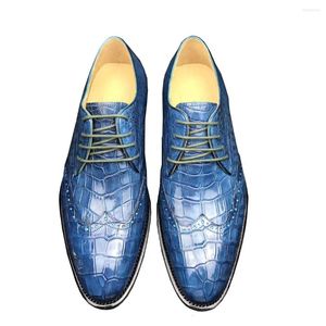 Chaussures habillées Chue Arrivées Hommes Fromal Bleu Cocor Semelle En Cuir Lacet Mâle Crocodile