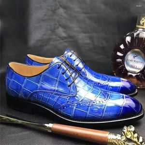 Zapatos de vestir Chue Masculino Ocio Negocio Brogue Tallado Cuero de cocodrilo genuino Extremo del cepillo Color Hombres Formalsneaker