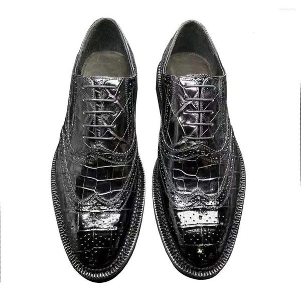 Chaussures habillées Chue Hommes Crocodile Cuir Oxford Pour Brogue Carve Modèles Semelles En Caoutchouc