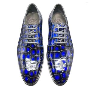 Chaussures habillées Chue Hommes Mâle Mariage Formel Crocodile Cuir Électrique Semelle Bleue