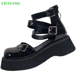 Kleidschuhe CICIYANG Frau Mary Jane 2023 Sommer Retro Kreuzgurte Plattform Kleine Ledersandalen College-Stil Einzelschuh