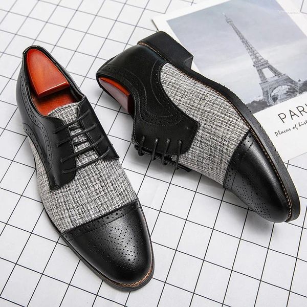 Zapatos De Vestir Clásico Negro Brogue Hombre Moda Casual Diario Oficina Hombres Estilo Inglaterra Cómodo Con Cordones Formal De Los Hombres