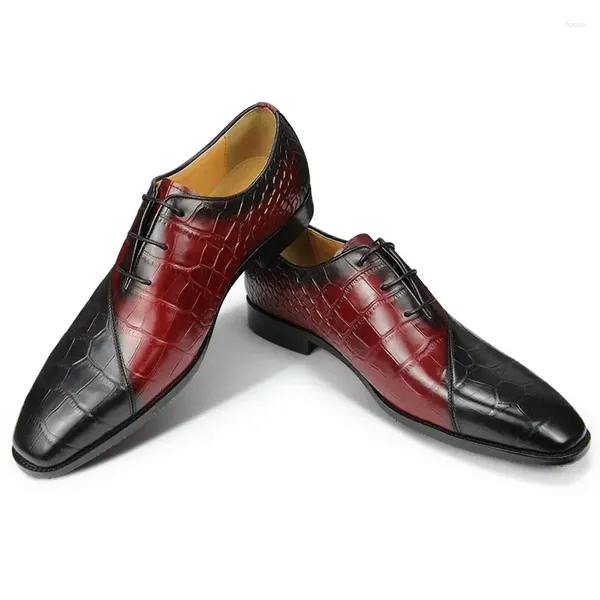 Chaussures habillées hommes d'affaires classiques rouges noirs mixtes zapatos de hombre top couche de vache messieurs messieurs oxford oxford