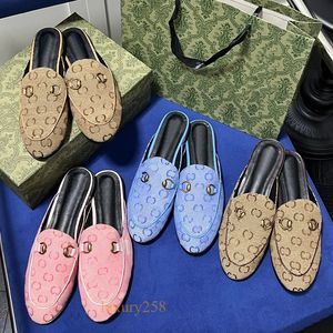 Geklede schoenen klassiekers loafers halve pantoffels sandaal designer mode echt leer dames luxe zwarte hoogwaardige muilezels denim platte schoenen