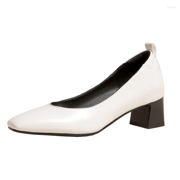 Robe chaussures classiques femmes talons hauts smallhut 2023 printemps blanc noir bout rond pompes mode chunky hees bureau dames fête