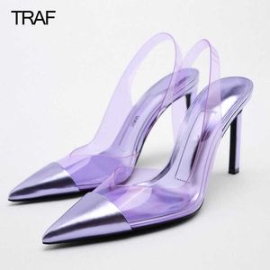 Chaussures de robe Talons clairs Femmes Pompes Slingback Talons transparents Printemps Été 2022 Mariage Mariée Femme Élégant Bureau Moderne Talon Haut 221130