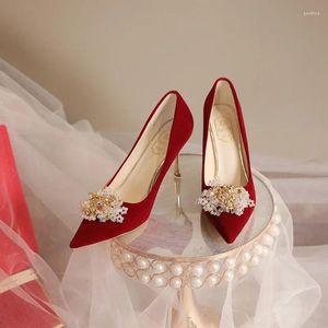 Dress Shoes Comemore Wedding Bridal Red High Heel Summer Damesschoenhak met puntige hoofd damespompen Luxe slip-on