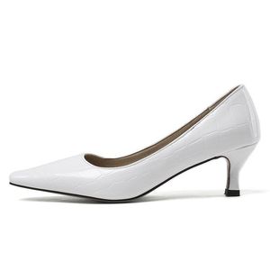 Kleding schoenen comfortabel zwart witte dames hakken top merk designer mode dames pompen slang skake luxe kantoorfeest bruiloft