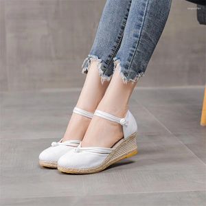 Jurk Schoenen Comfortabele Sandalen Vrouwen Espadrilles Wiggen Zomer Pompen Vrouw Casual Gesloten Teen Hakken Schoeisel Sandalias Mujer