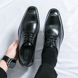 Chaussures habillées Concise Black Lace-Up Business Cuir Men's Casual British Style Office Daily Footwear Zapatillas