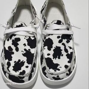 Chaussures habillées vache impression toile hommes bas animal imprimé décontracté vulcanisé mode streetwear homme skateboard 230925